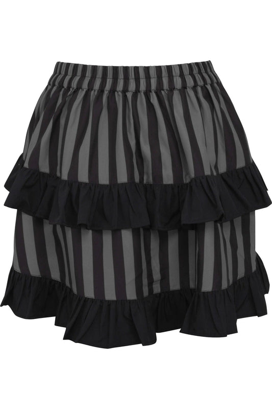 Daisy Corsets Grey/Black Striped Ruched Bustle Skirt