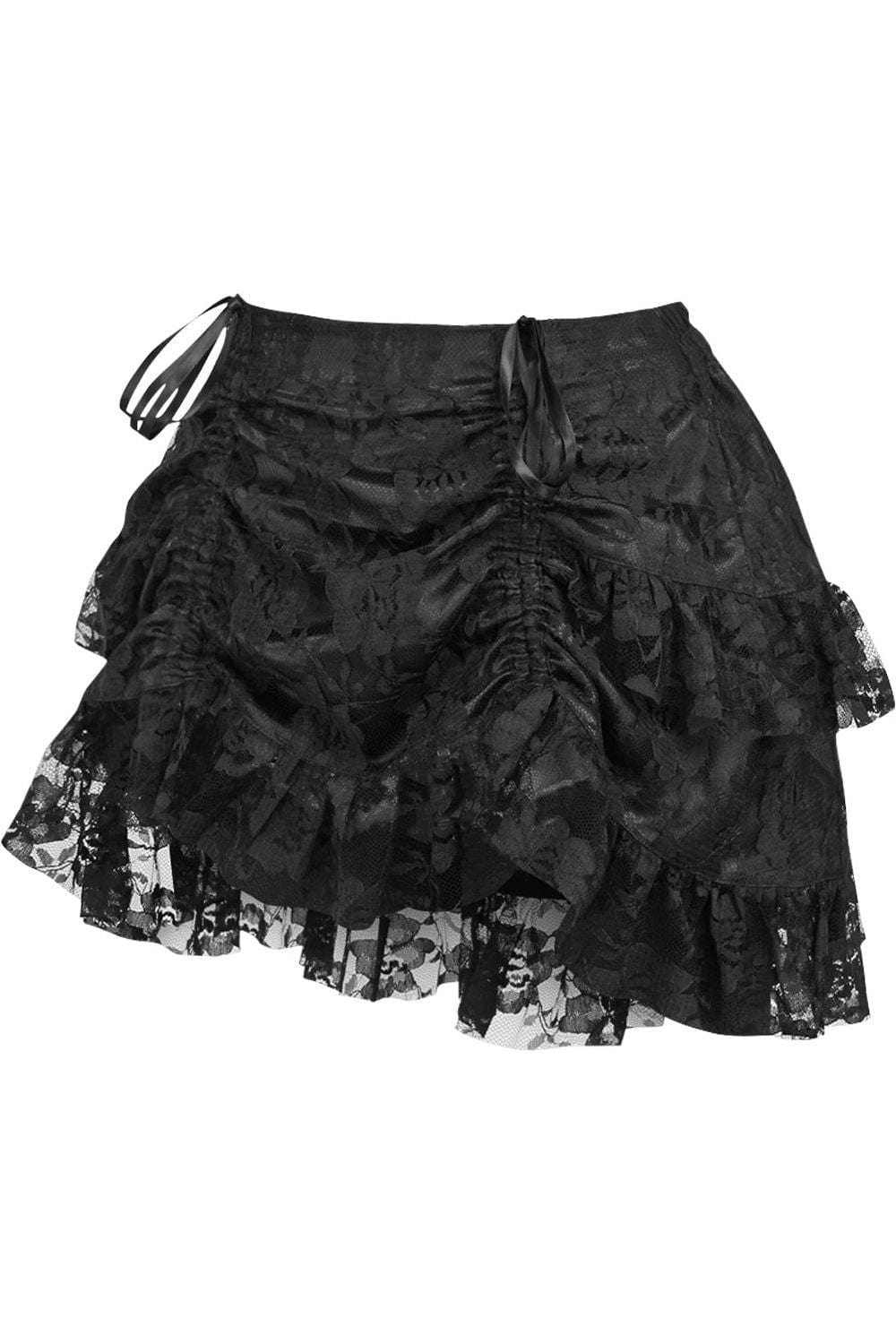 Daisy Corsets Black Lace Ruched Bustle Skirt