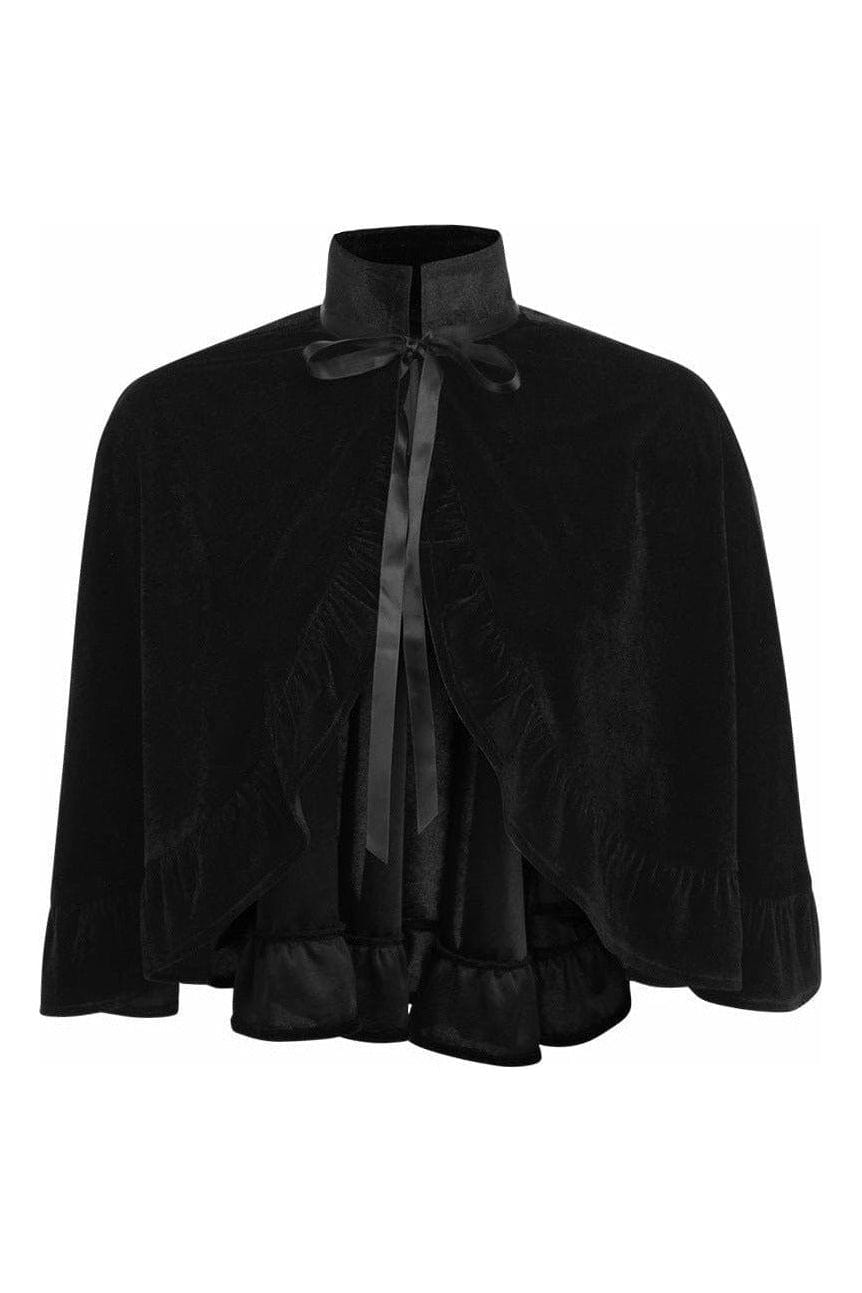 Daisy Corsets Black Velvet Ruffle Cape - Daisy Corsets