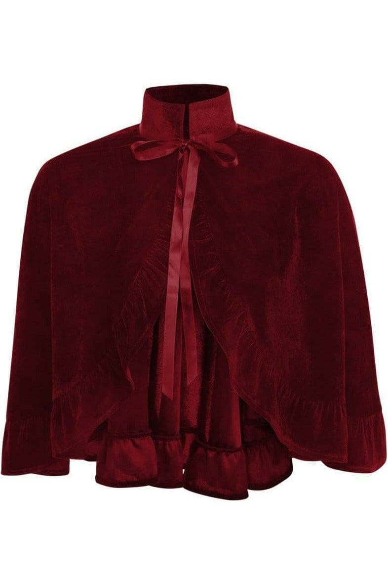 Daisy Corsets Dark Red Velvet Ruffle Cape - Daisy Corsets