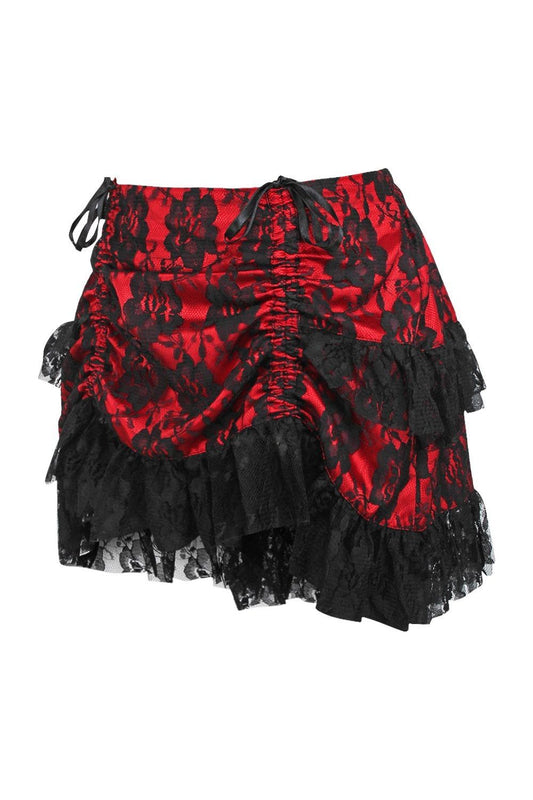 Daisy Corsets Red/Black Lace Ruched Bustle Skirt