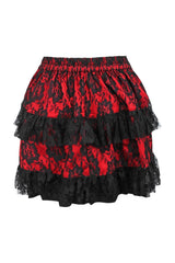 Daisy Corsets Red/Black Lace Ruched Bustle Skirt