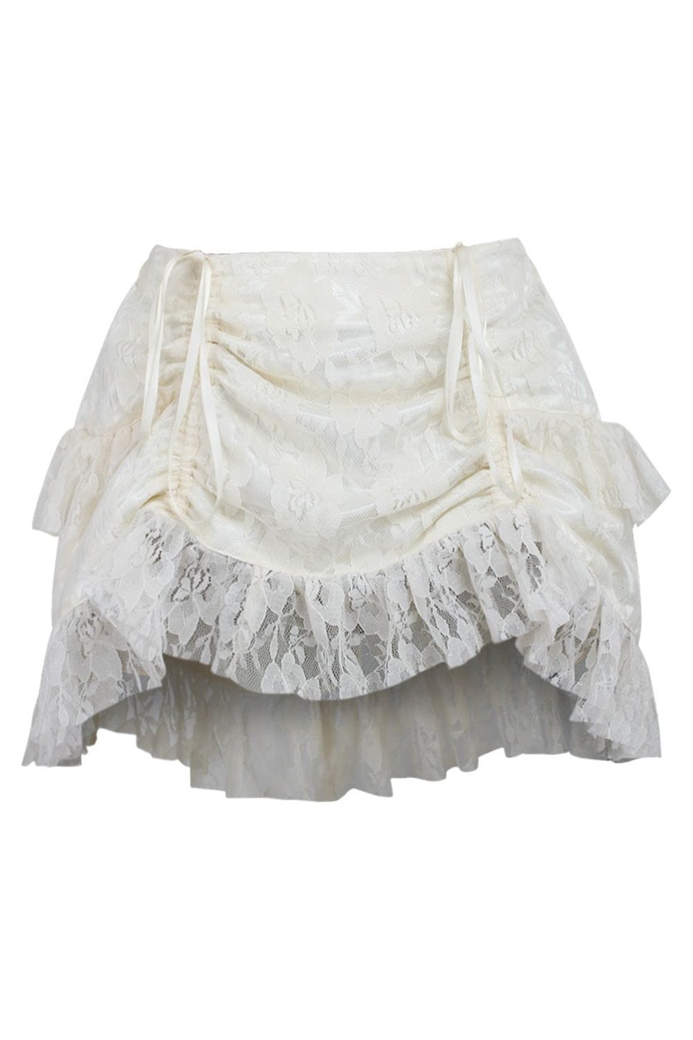 Daisy Corsets Cream Lace Ruched Bustle Skirt - Daisy Corsets