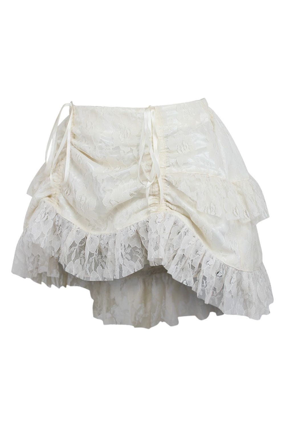 Daisy Corsets Cream Lace Ruched Bustle Skirt - Daisy Corsets