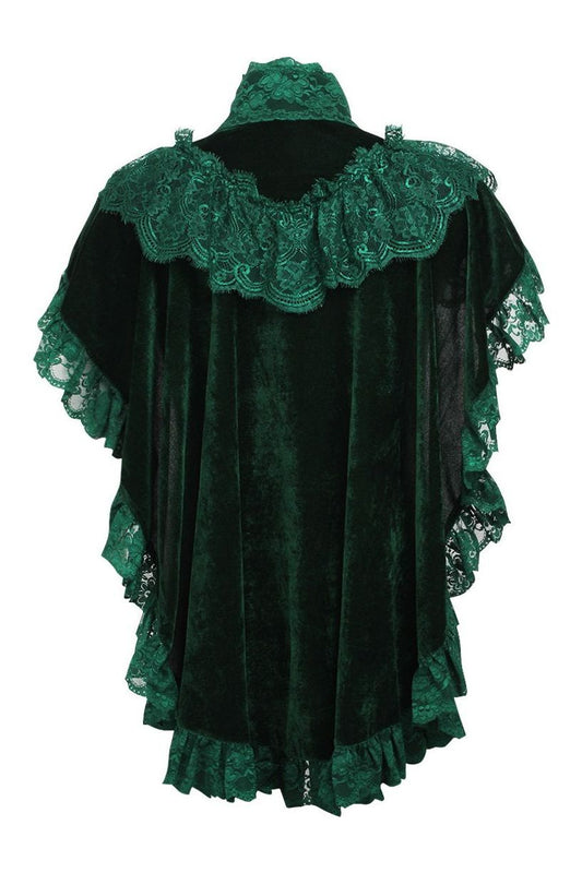 Daisy Corsets Tapered Dark Green Velvet & Lace Capelet