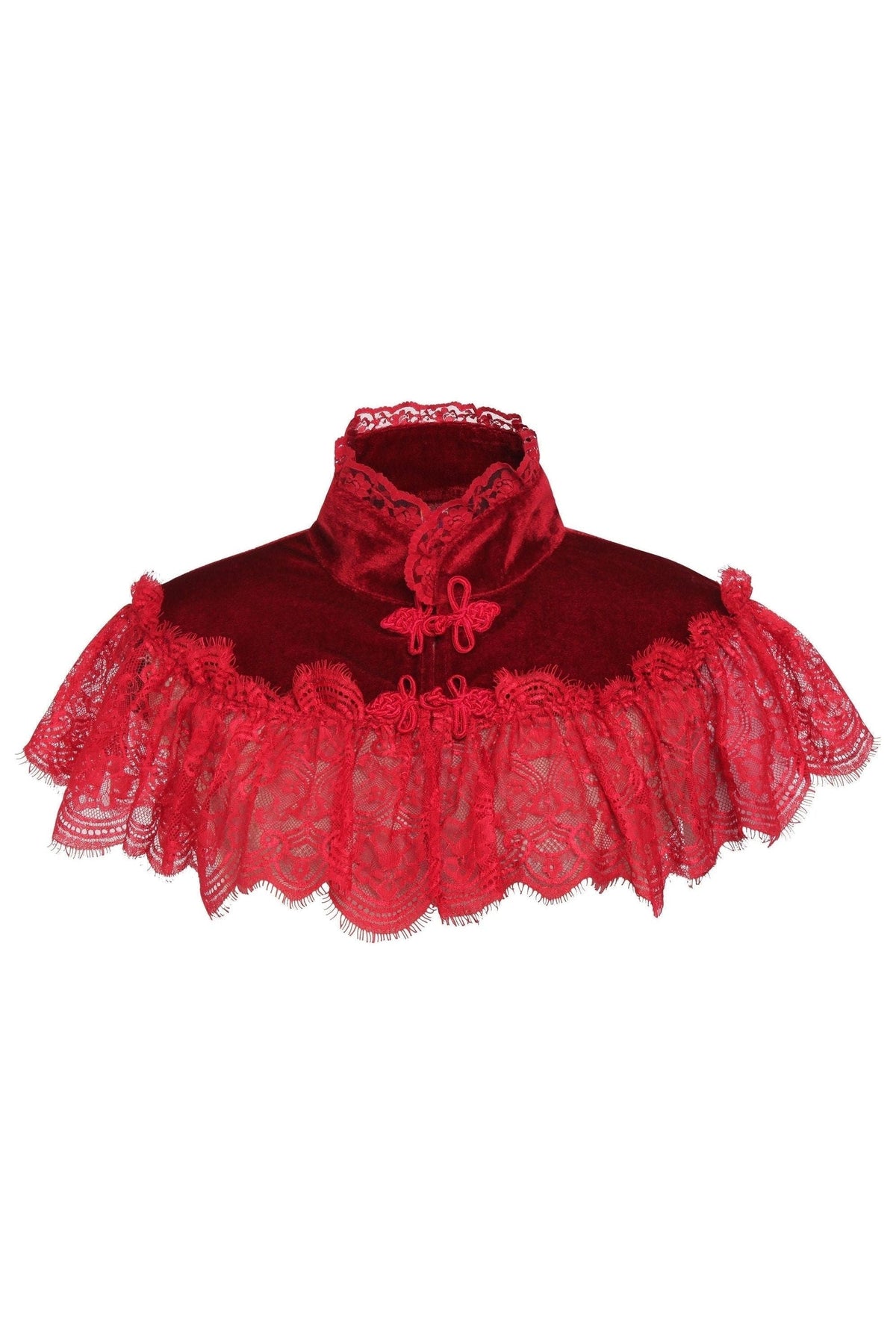 Daisy Corsets Dark Red Velvet & Lace Capelet - Daisy Corsets