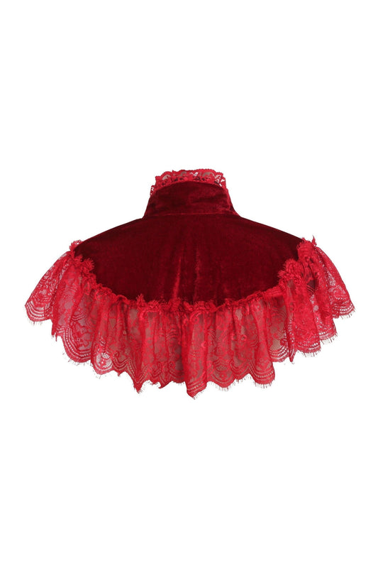 Daisy Corsets Dark Red Velvet & Lace Capelet