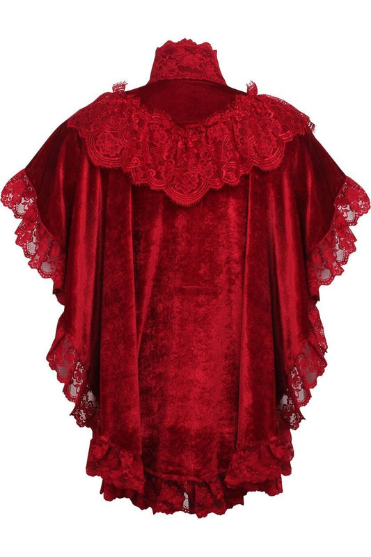 Daisy Corsets Dark Red Velvet & Lace Capelet