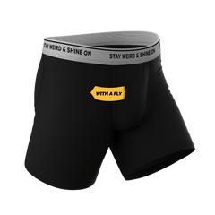 The Anthem | Black Shinesty Ball Hammock® Pouch Underwear With Fly