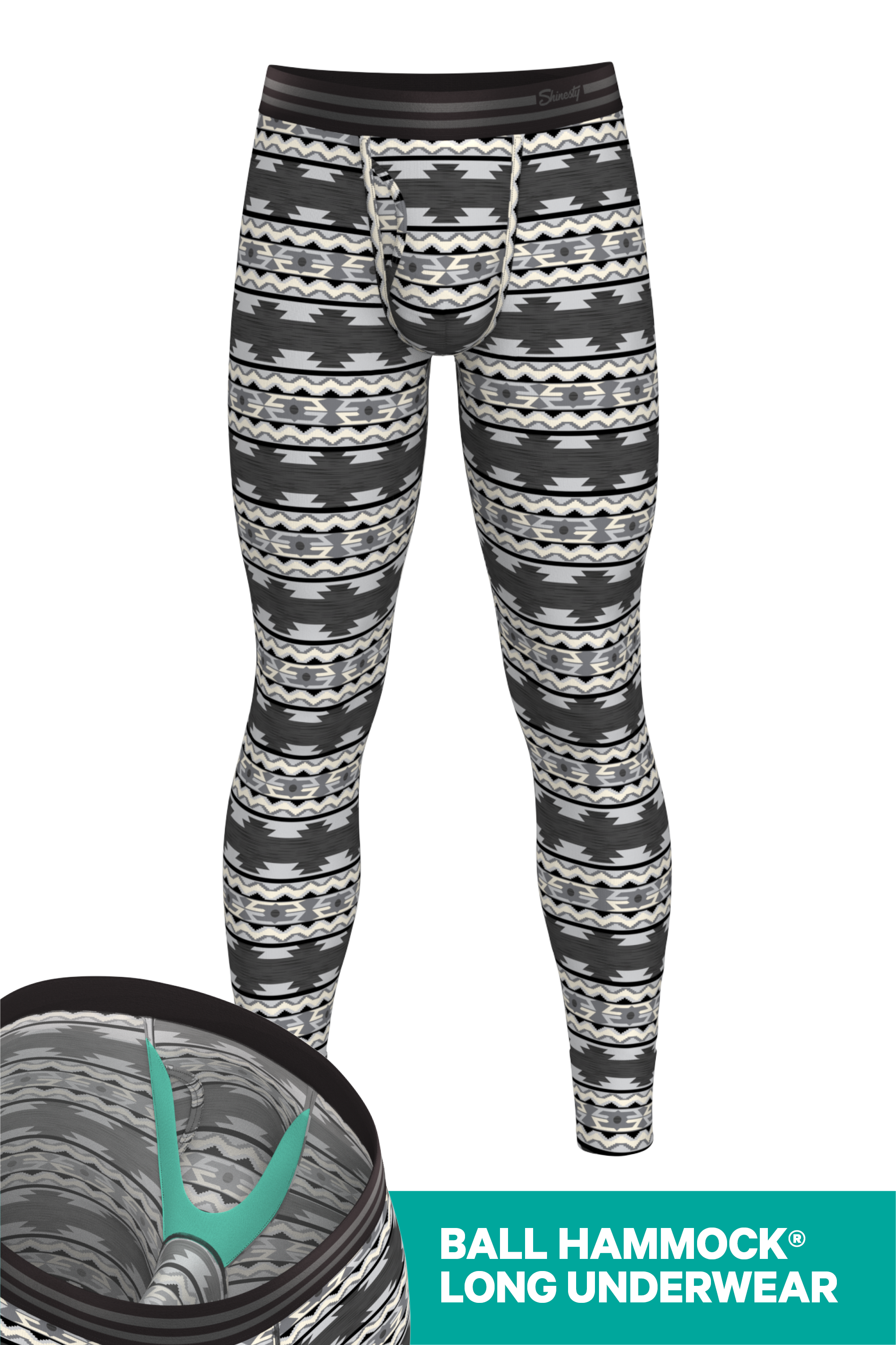 The Arroyo Grande | Grey and Black Aztec Ball Hammock® Long Johns