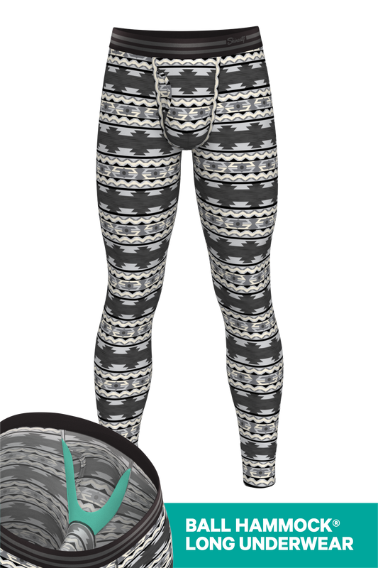 The Arroyo Grande | Grey and Black Aztec Ball Hammock® Long Johns