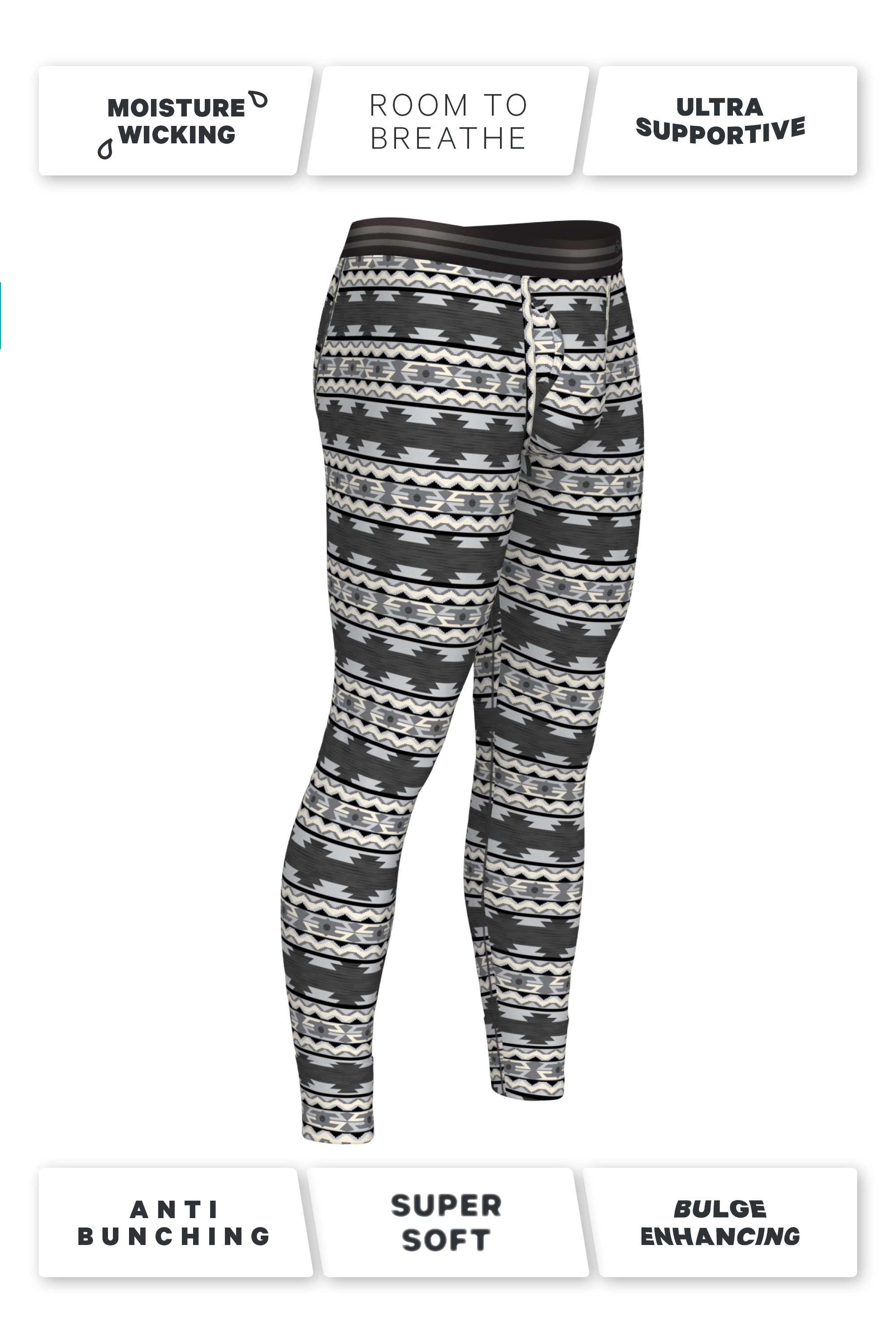 The Arroyo Grande | Grey and Black Aztec Ball Hammock® Long Johns