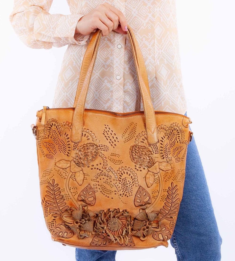 Scully Leather Tan Ornate Ladies Handbag - Flyclothing LLC