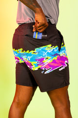 The Leg Day | Black Retro and Neon Ball Hammock® 7 Inch Athletic Shorts