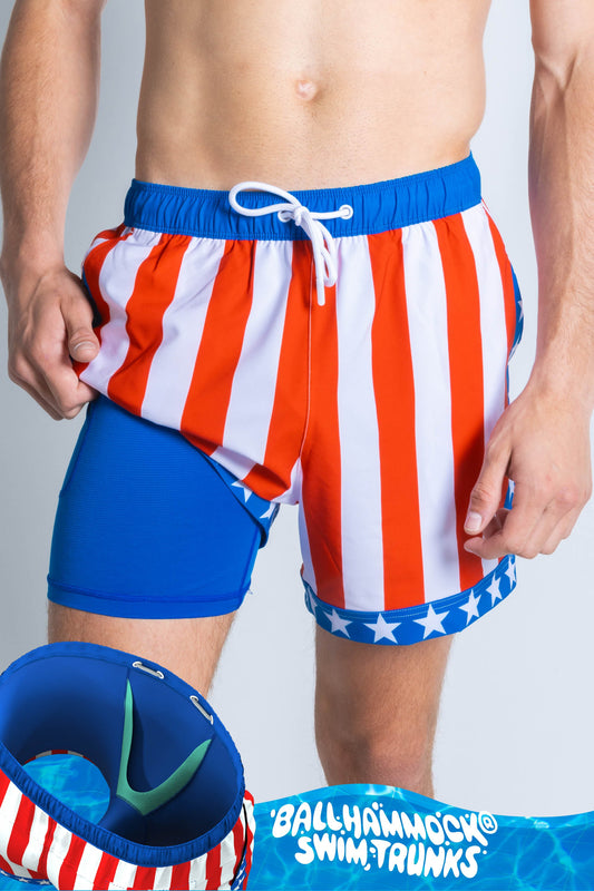 The Spacious Skies | Retro Usa Ball Hammock® Pouch 5" Swim Trunks - Shinesty