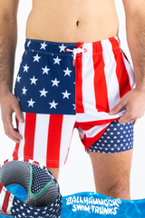 The Reagans | American Flag Patch Ball Hammock® Pouch 5" Swim Trunks - Shinesty