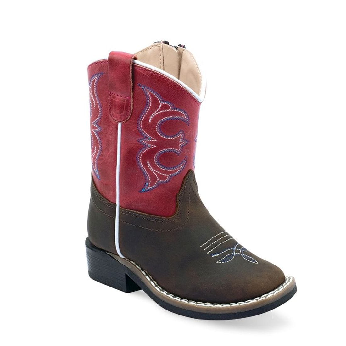 Old West Toddlers Brown Foot / Fuchsia Waxy Shaft Boot BSI1982 - Old West