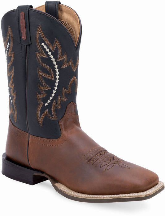 Old West Crazy Horse Light Brown Foot Black Canyon Shaft Men's Broad Square Toe Boots