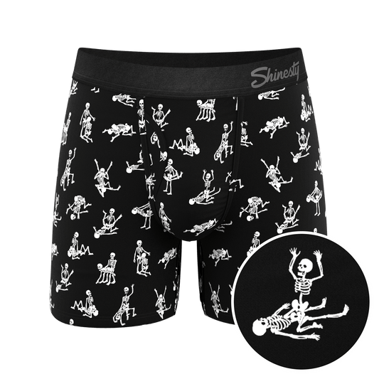 The Bare Back Bones | Glow in the Dark Skeletons Ball Hammock® Pouch Underwear With Fly - Shinesty