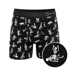 The Bare Back Bones | Glow in the Dark Skeletons Ball Hammock® Pouch Underwear With Fly - Shinesty