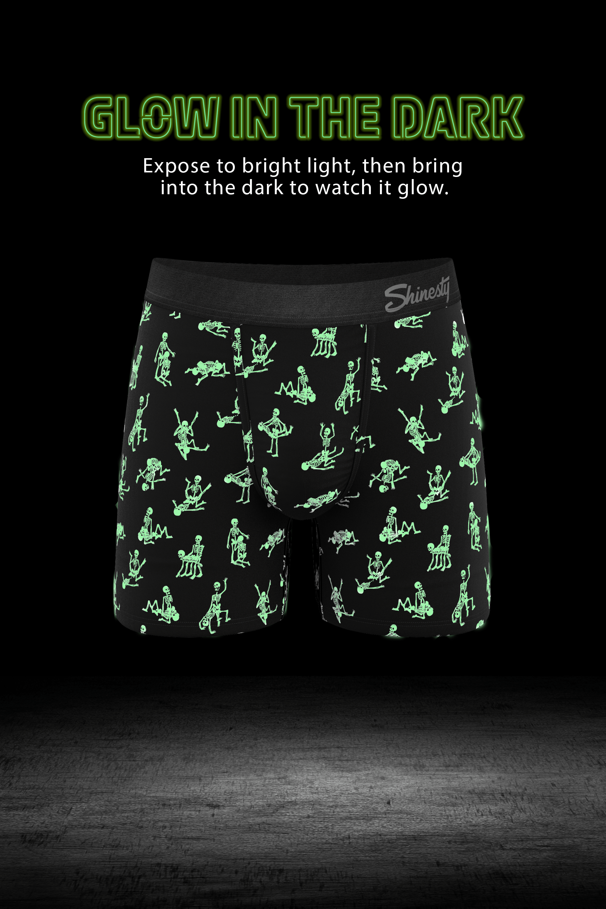 The Bare Back Bones | Glow in the Dark Skeletons Ball Hammock® Pouch Underwear With Fly - Shinesty