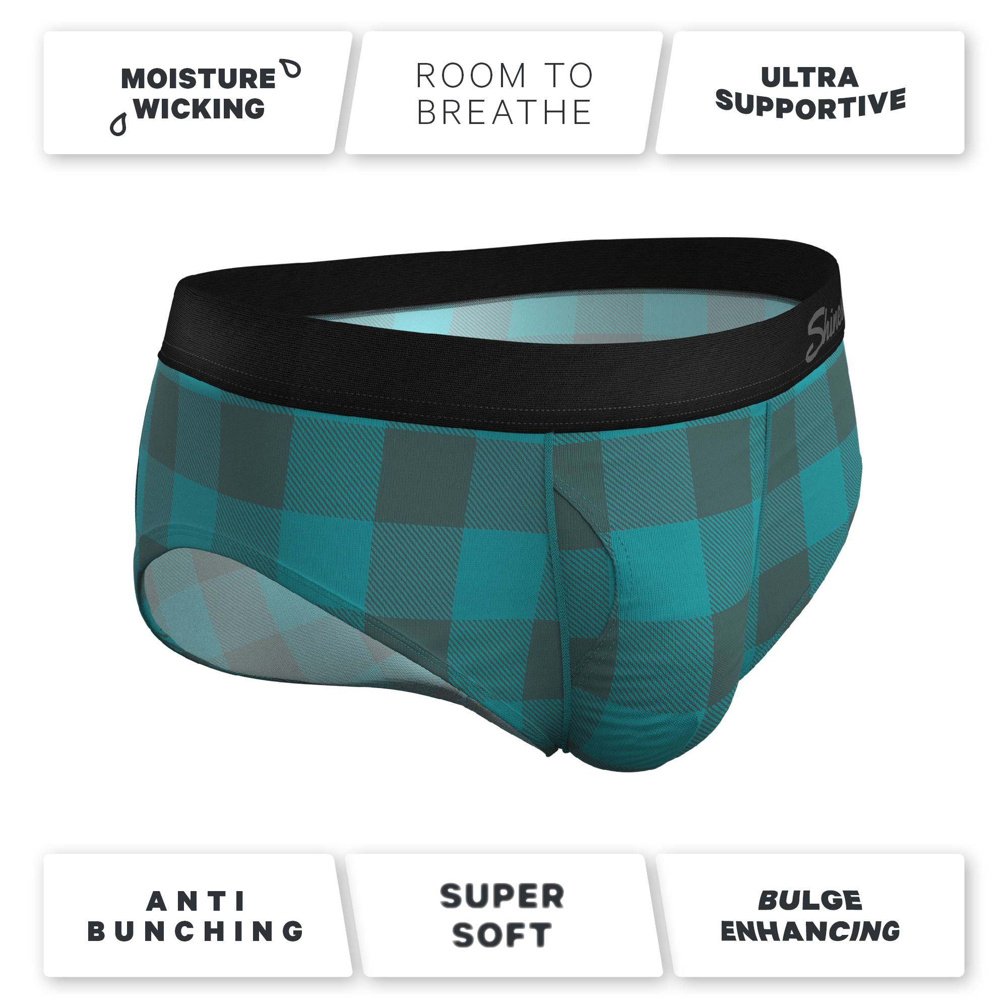 The Plaid And Simple | Green Buffalo Check Ball Hammock® Pouch Underwear Briefs