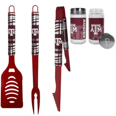 Texas A & M Aggies 3pc Color BBQ Tools w/Salt & Pepper Shakers