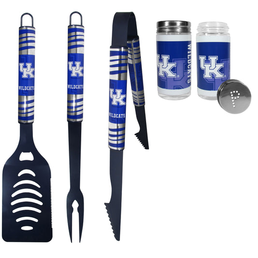 Kentucky Wildcats 3pc Color BBQ Tools w/Salt & Pepper Shakers