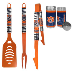 Auburn Tigers 3pc Color BBQ Tools w/Salt & Pepper Shakers