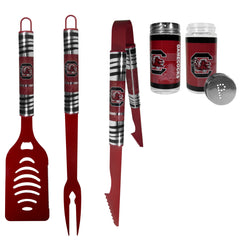 S. Carolina Gamecocks 3pc Color BBQ Tools w/Salt & Pepper Shakers