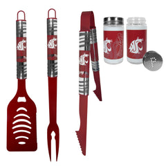 Washington St. Cougars 3pc Color BBQ Tools w/Salt & Pepper Shakers