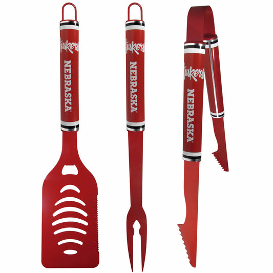 Nebraska Cornhuskers 3 pc Color BBQ Tools - Nebraska Cornhuskers