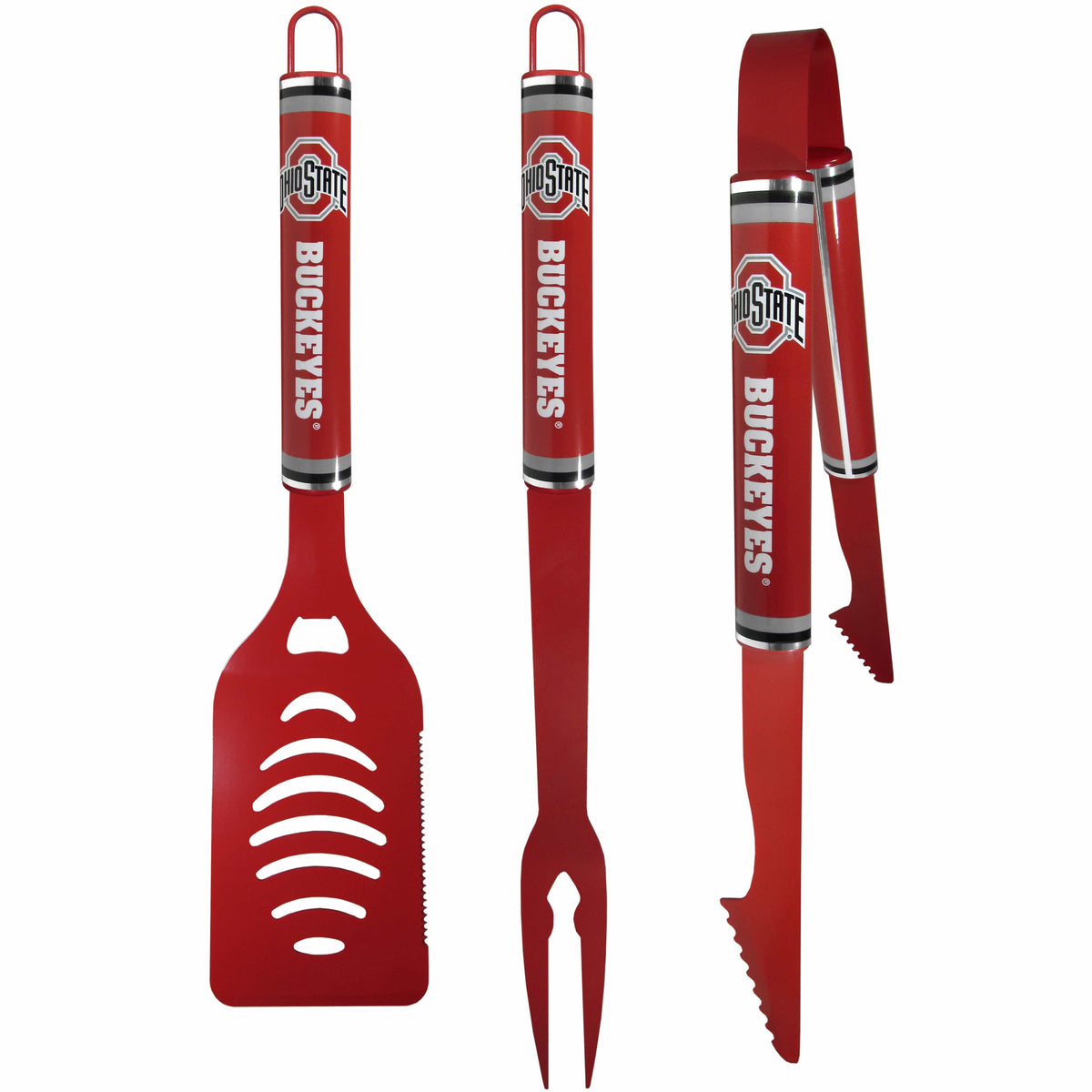 Ohio St. Buckeyes 3 pc Color BBQ Tools - Ohio St. Buckeyes