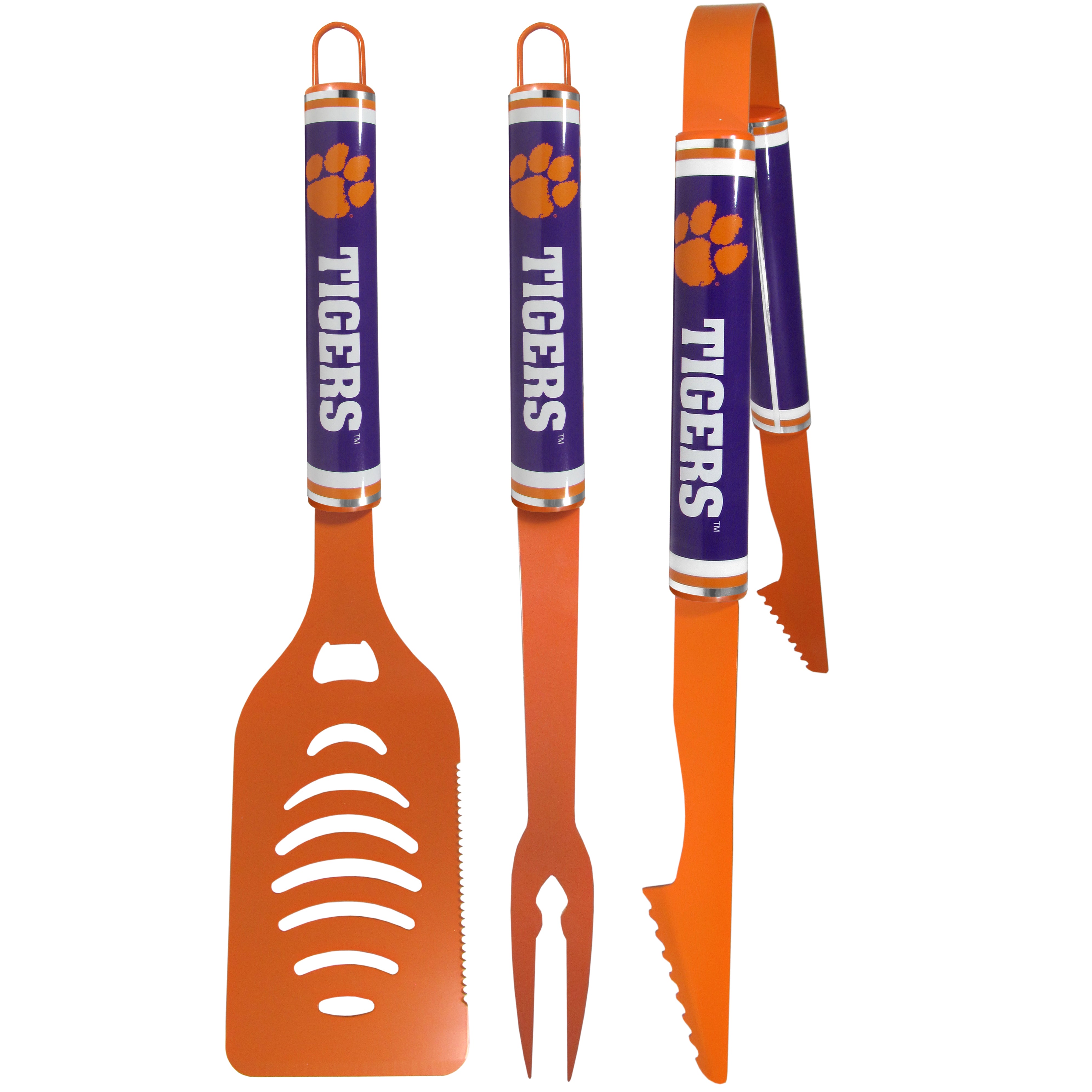 Clemson Tigers 3 pc Color BBQ Tools