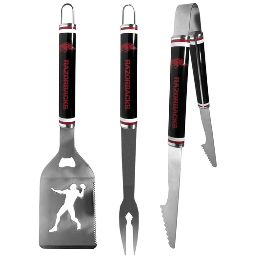 Arkansas Razorbacks 3 pc Steel BBQ Tool Set