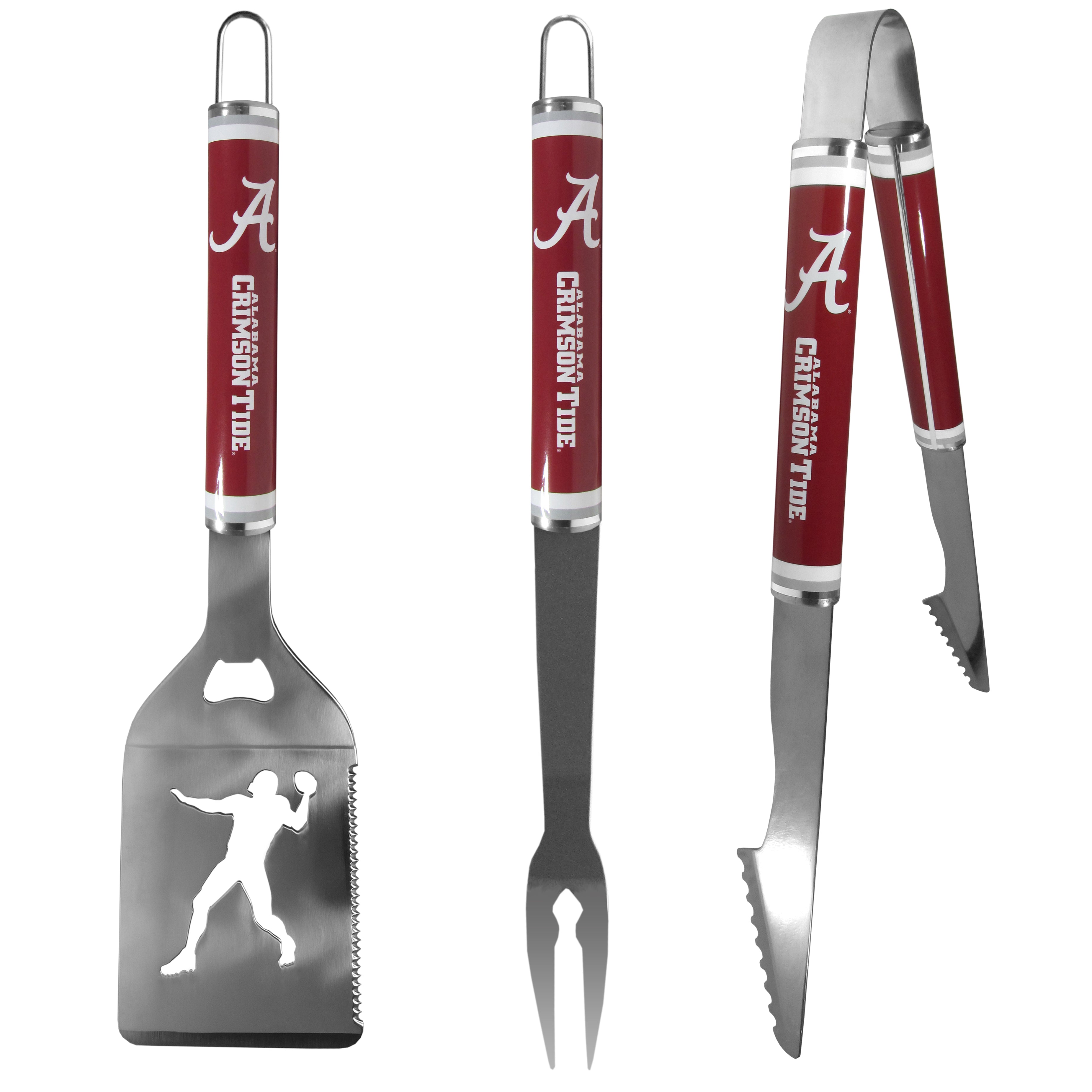 Alabama Crimson Tide 3 pc Steel BBQ Tool Set