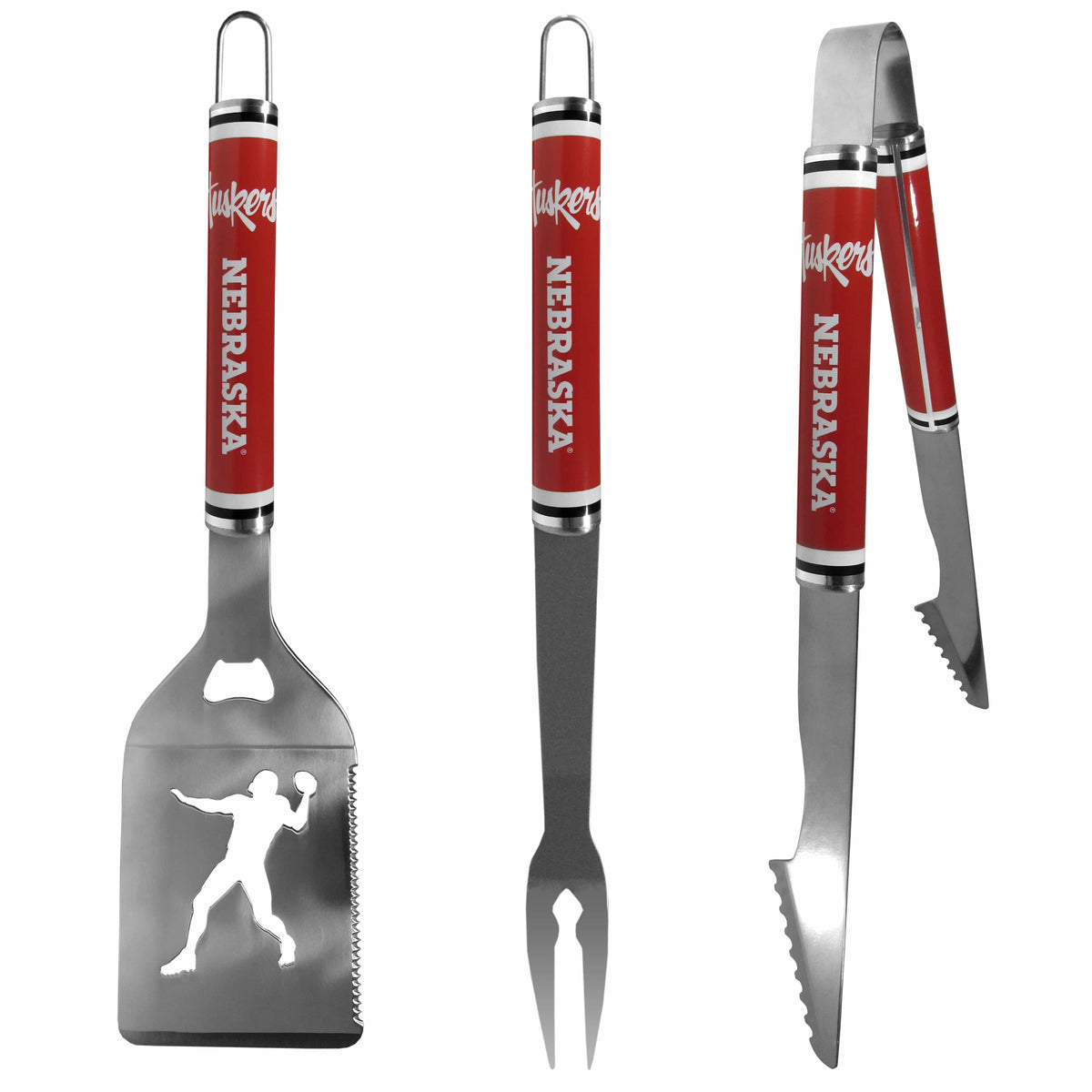 Nebraska Cornhuskers 3 pc Steel BBQ Tool Set