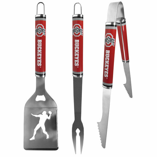 Ohio St. Buckeyes 3 pc Steel BBQ Tool Set - Ohio St. Buckeyes