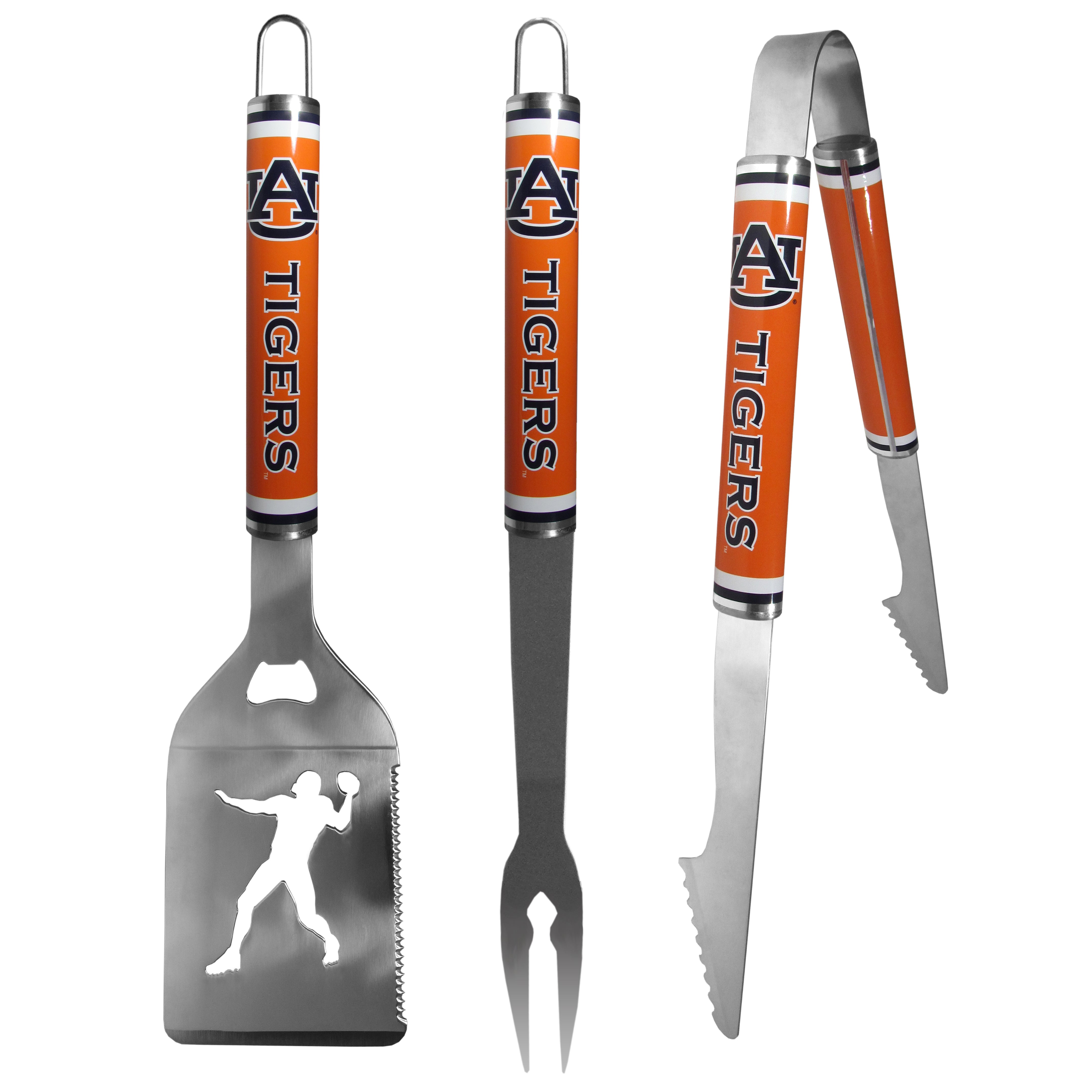 Auburn Tigers 3 pc Steel BBQ Tool Set