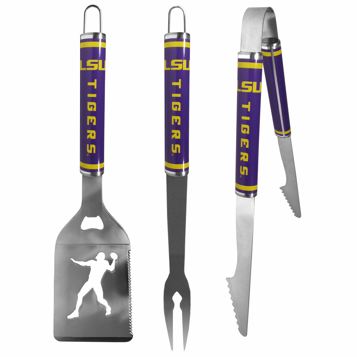 LSU Tigers 3 pc Steel BBQ Tool Set