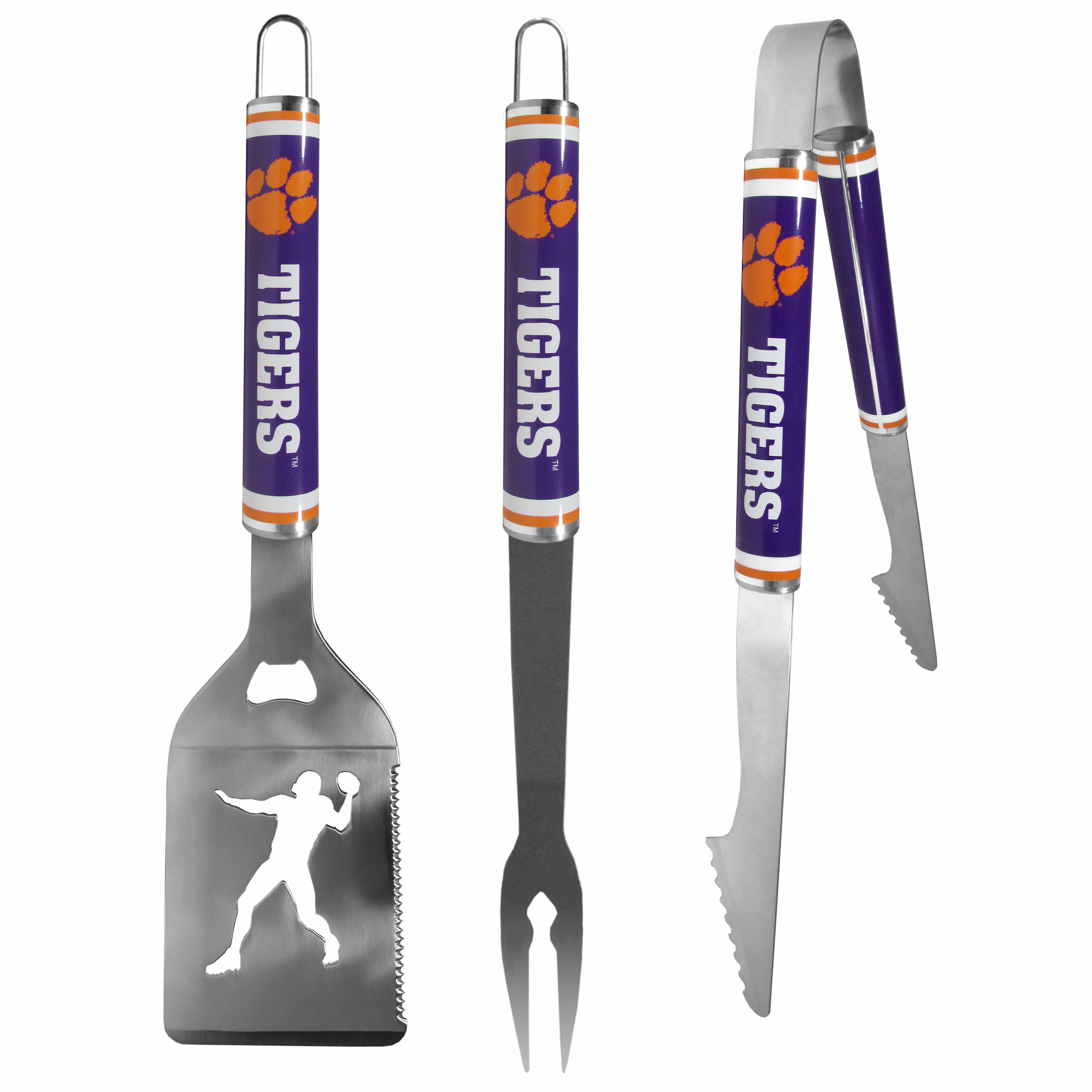 Clemson Tigers 3 pc Steel BBQ Tool Set