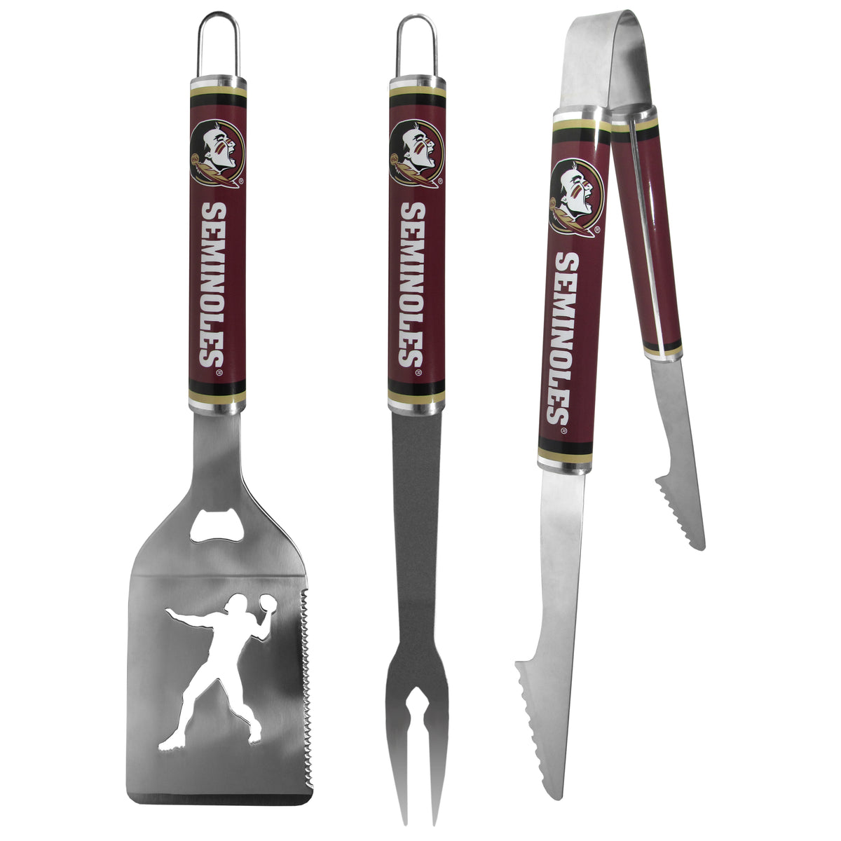 Florida St. Seminoles 3 pc Steel BBQ Tool Set