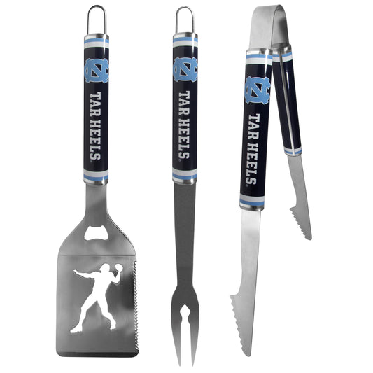 N. Carolina Tar Heels 3 pc Steel BBQ Tool Set