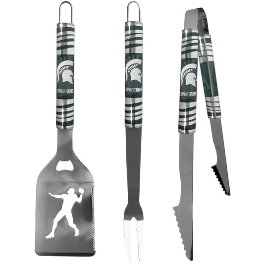 Michigan St. Spartans 3 pc Tailgater BBQ Tools - Michigan St. Spartans