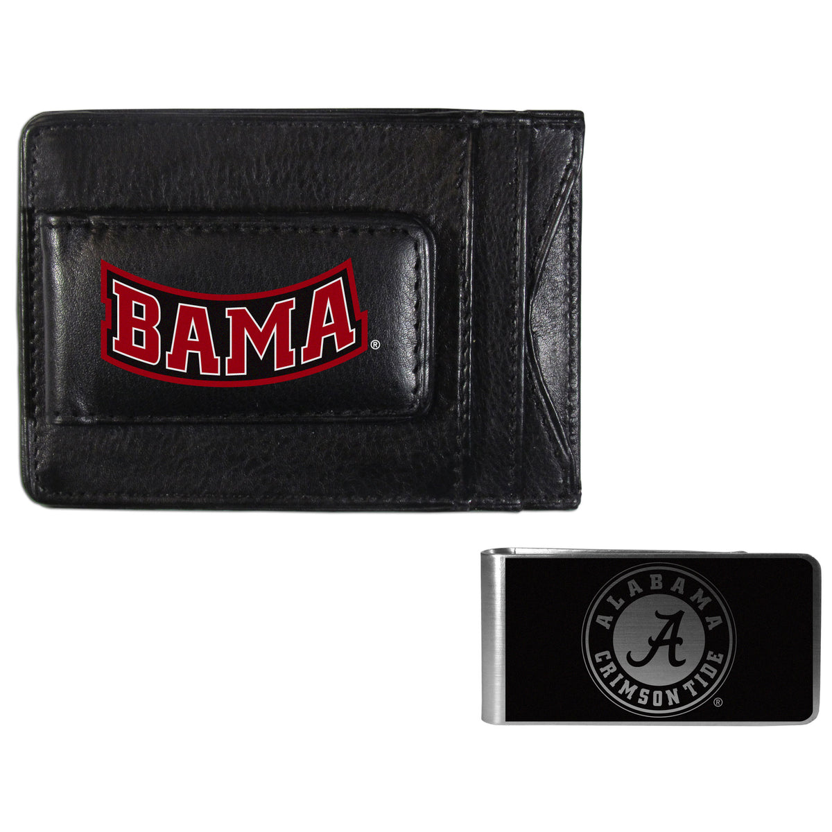 Alabama Crimson Tide Leather Cash & Cardholder & Black Money Clip