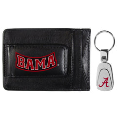 Alabama Crimson Tide Leather Cash & Cardholder & Steel Key Chain