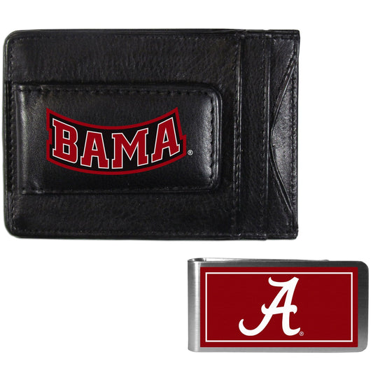 Alabama Crimson Tide Leather Cash & Cardholder & Color Money Clip