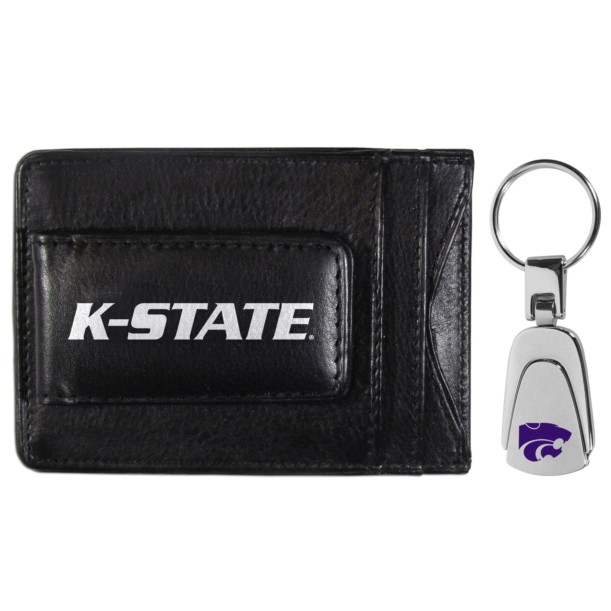 Kansas St. Wildcats Leather Cash & Cardholder & Steel Key Chain