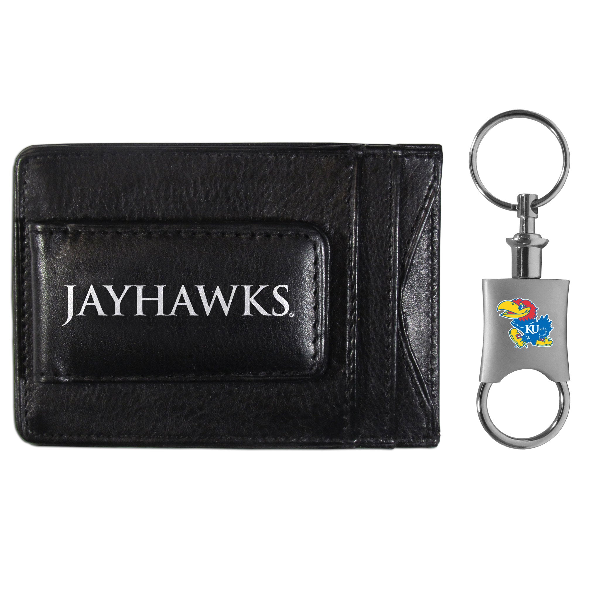 Kansas Jayhawks Leather Cash & Cardholder & Valet Key Chain