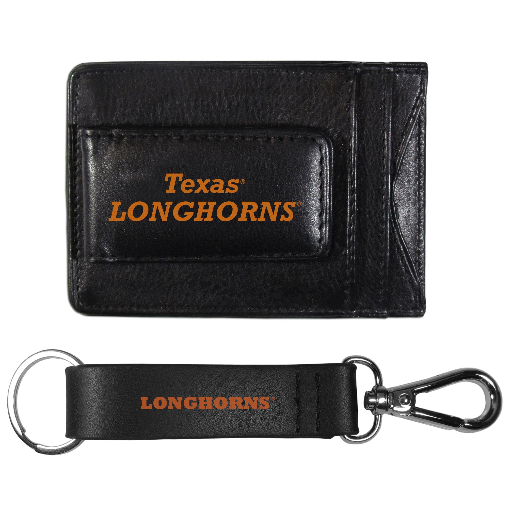 Texas Longhorns Leather Cash & Cardholder & Strap Key Chain